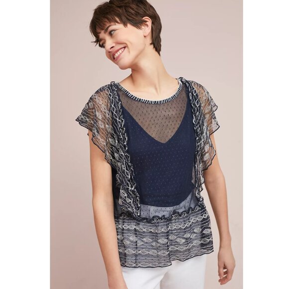 Anthropologie Maeve Sloane Dotted Top - Picture 1 of 7